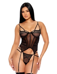 Front view of CAUGHT UP O-NET BUSTIER