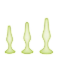 Alternate front view of WHIPSMART 3PC GLOW IN THE DARK SILICONE ANAL TRAINING SET