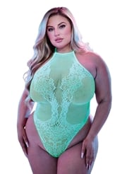Front view of GLOW IN THE DARK PLUS SIZE TEDDY