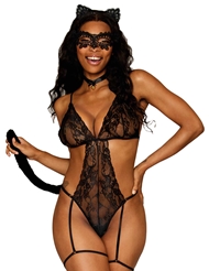 Front view of FRISKY KITTY 4PC TEDDY AND ACCESSORIES