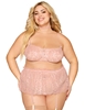 Additional ROSE view of product ROSE QUARTZ PLUS SIZE BRALETTE AND GARTER SKIRT with color code RS