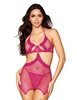 Additional PINK view of product 2-IN-1 FISHNET CHEMISE WITH REMOVABLE GARTER SKIRT with color code PK