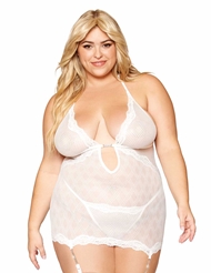 Front view of PENELOPE MESH PLUS SIZE CHEMISE