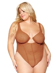 Front view of SOFIA RIB KNIT PLUS SIZE TEDDY