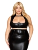 Additional BLACK view of product BELLADONNA FAUX-LEATHER BRA AND LONG SKIRT with color code BK