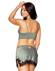 Alternate back view of SAGE SATIN BUSTIER AND MINI SKIRT SET