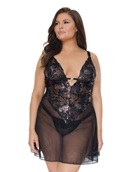 Front view of BLOOM PLUNGING PLUS SIZE BABYDOLL