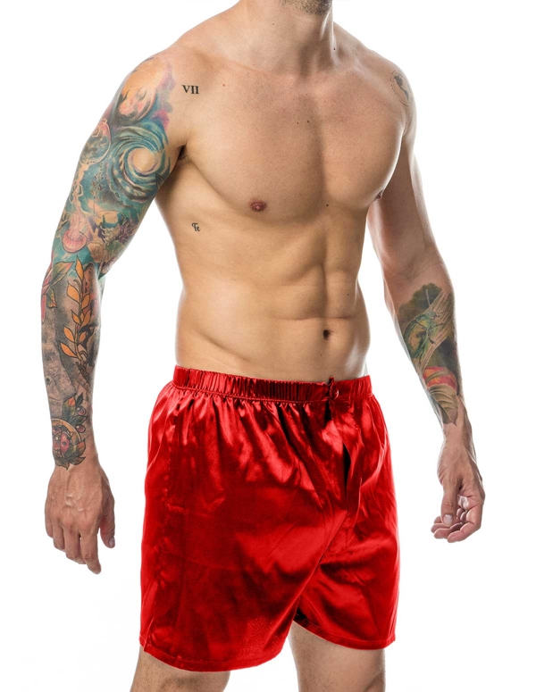 Red Satin Shorts ALT2 view Color: RD
