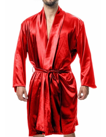 RED SATIN ROBE - MBLW03-RED-05019
