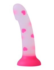 Alternate front view of ENTRANCED HEART-ON DILDO