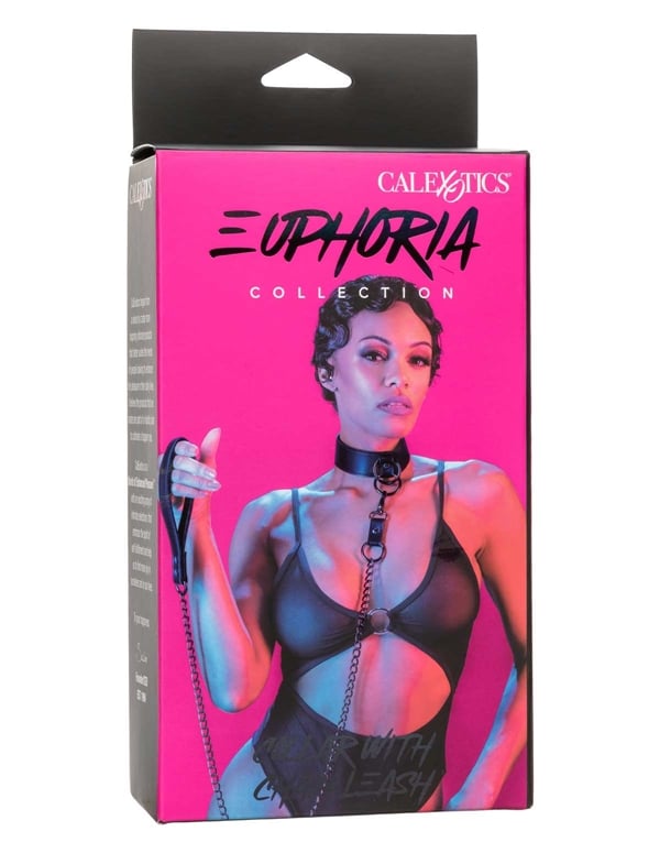 Euphoria Collar With Chain Leash ALT1 view Color: BK