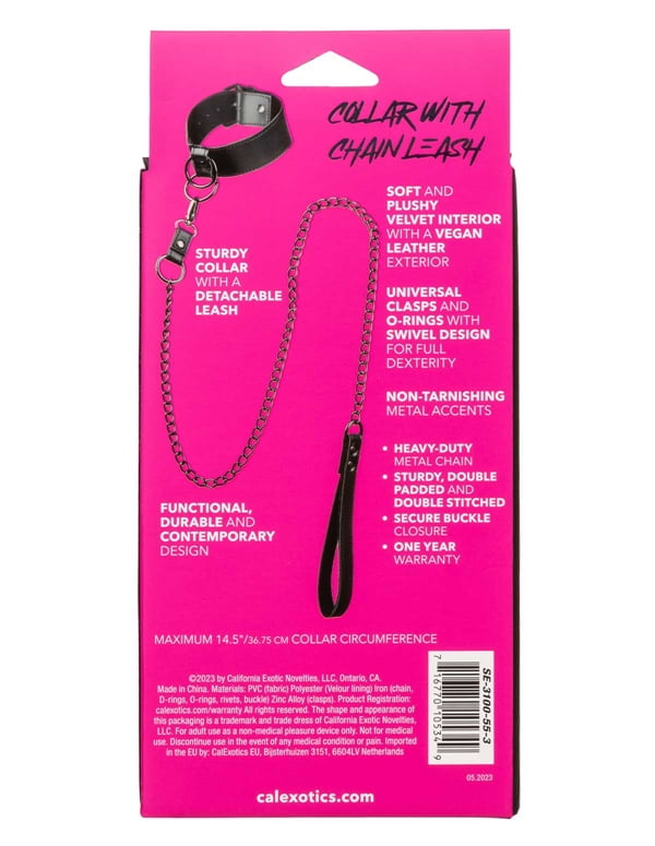 Euphoria Collar With Chain Leash ALT2 view Color: BK