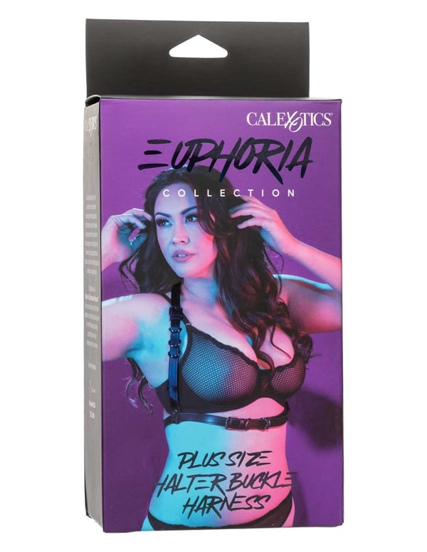 Euphoria Plus Size Halter Buckle Harness ALT1 view Color: BK