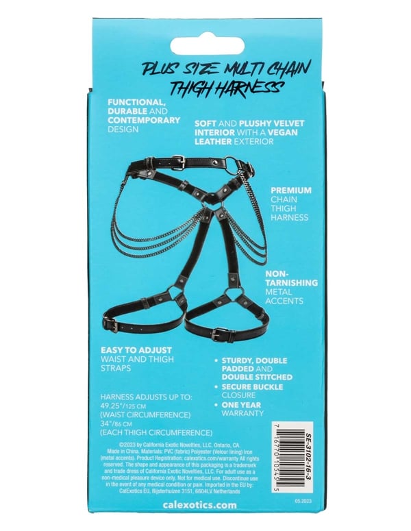Euphoria Plus Size Multi Chain Thigh Harness ALT2 view Color: BK