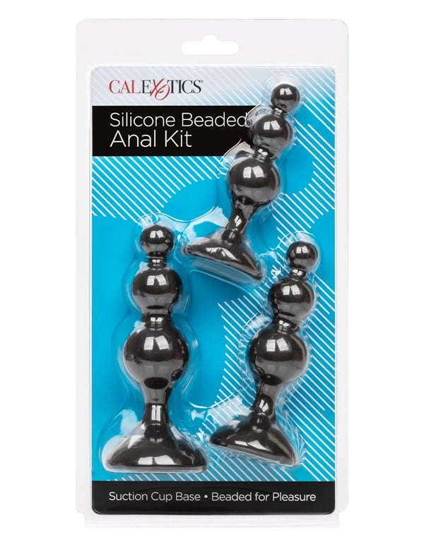 Silicone Beaded Anal Kit ALT4 view Color: BK