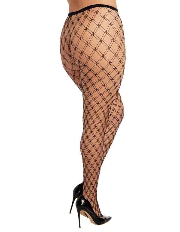 Double-Knitted Fence Net Plus Size Pantyhose ALT1 view Color: BK
