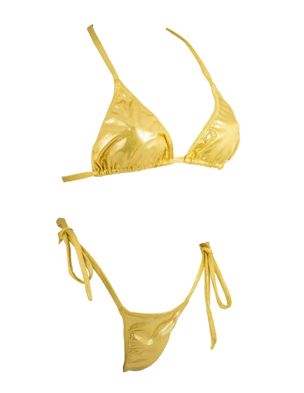 Exelnt Designs Tri Top And Thong Bikini Set ALT2 view Color: GD