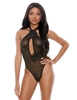 Additional BLACK view of product BARELY BARE PEEK A BOO FRONT MESH TEDDY W/FINGER VIBE with color code BK