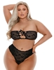 Additional BLACK view of product BARELY BARE BLACK LACE-UP BRA & THONG W/FINGER VIBE with color code BK