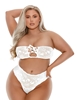Additional WHITE view of product BARELY BARE WHITE LACE-UP BRA & THONG W/FINGER VIBE with color code WH