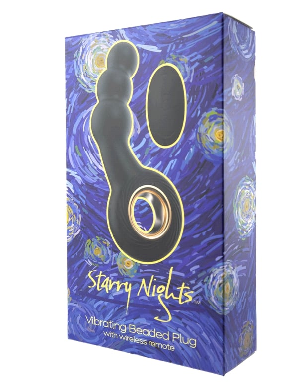 Starry Nights Vibrating Beaded Plug ALT3 view Color: BK
