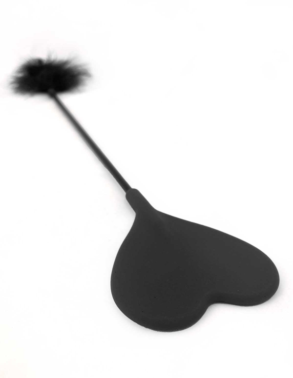Kink And Consent Black Silicone Heart Crop And Feather ALT3 view Color: BK