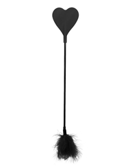 Alternate front view of KINK AND CONSENT BLACK SILICONE HEART CROP AND FEATHER
