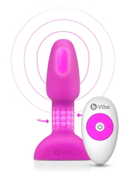 Alternate front view of B-VIBE RIMMING PETITE BUTT PLUG IN FUCHSIA