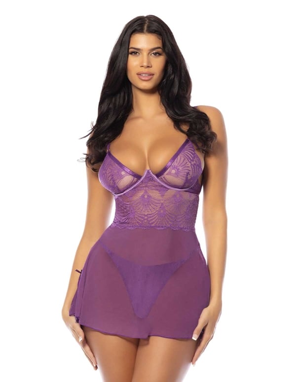 Evrice Lace And Mesh Babydoll ALT3 view Color: PR