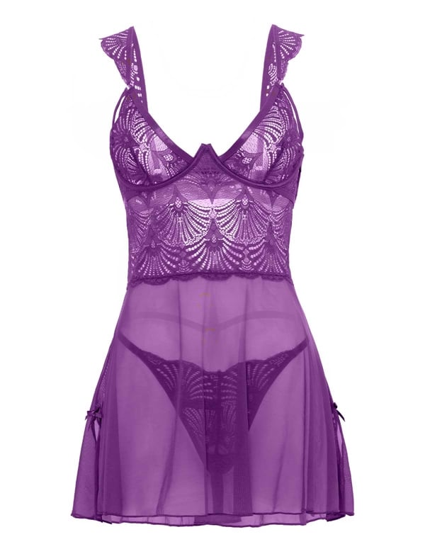 Evrice Lace And Mesh Babydoll ALT4 view Color: PR