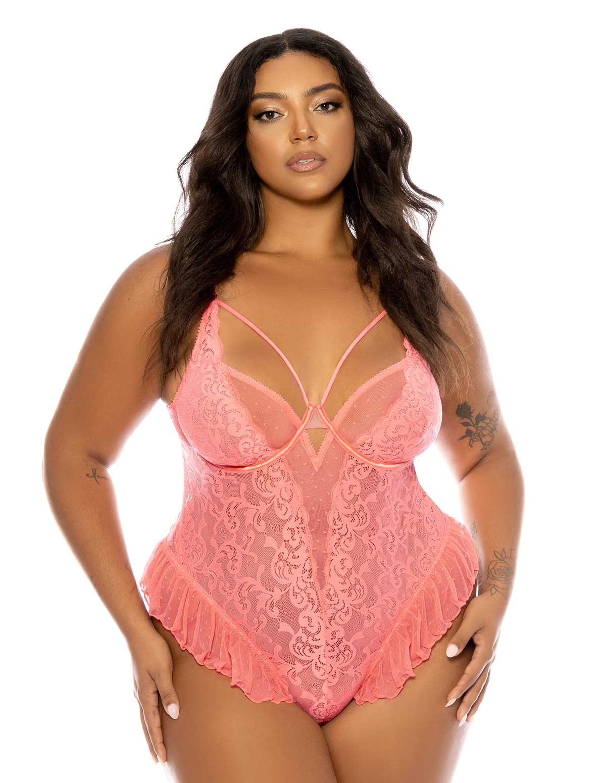 alternate image for Lainey Underwire Plus Size Teddy With Ruffles
