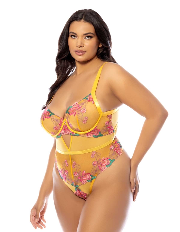 Elisabeth Embroidered Plus Size Teddy ALT3 view Color: BA