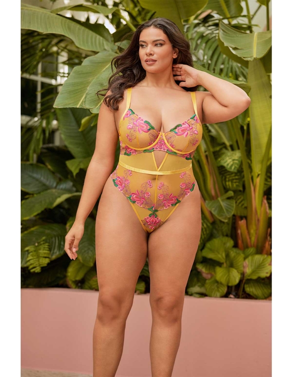 Elisabeth Embroidered Plus Size Teddy ALT4 view Color: BA