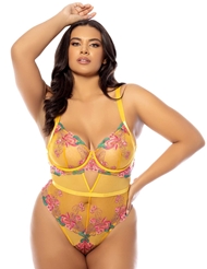 Front view of ELISABETH EMBROIDERED PLUS SIZE TEDDY
