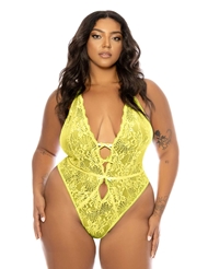 Front view of LAUREN PLUS SIZE CROTCHLESS TEDDY