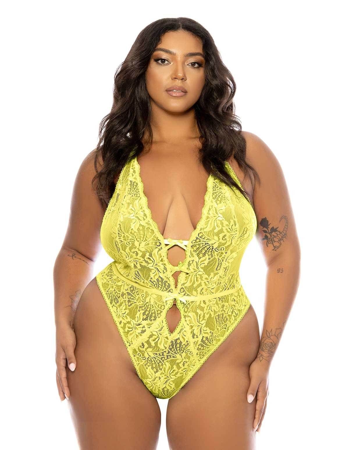 alternate image for Lauren Plus Size Crotchless Teddy
