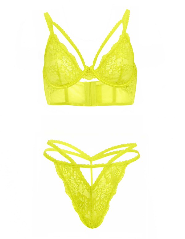 Elsie Underwire Bra And Panty Set alt3 view Color: YW