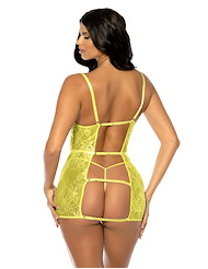 Alternate back view of LAUREN FITTED LACE BABYDOLL