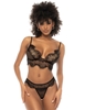 Additional BLACK view of product EYELASH LACE BRA TOP AND BOTTOM with color code BK