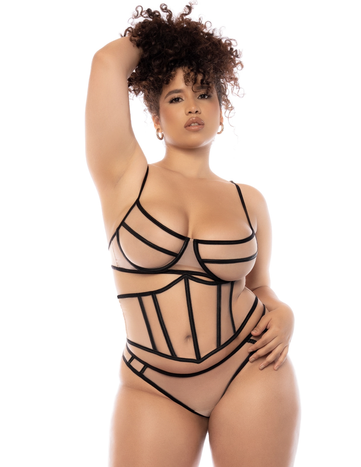 alternate image for Silhouette Plus Size Bra And Panty Set With Cincher