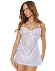 Front view of CALLA LILY LACE BABYDOLL