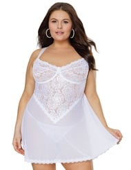 Front view of CALLA LILY LACE PLUS SIZE BABYDOLL