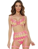 Additional YELLOW/HOT PINK view of product PINK PRIMROSE 3PC BRA SET with color code YHP