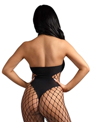 Alternate back view of LOSE CONTROL FISHNET HIGH NECK CROTCHLESS BODYSTOCKING