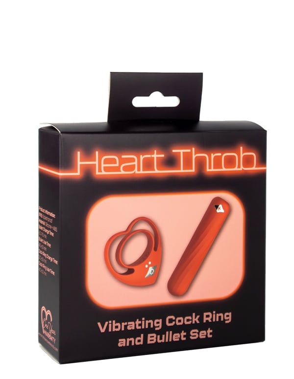 Heart Throb Vibrating Cock Ring And Bullet Set ALT4 view Color: RD