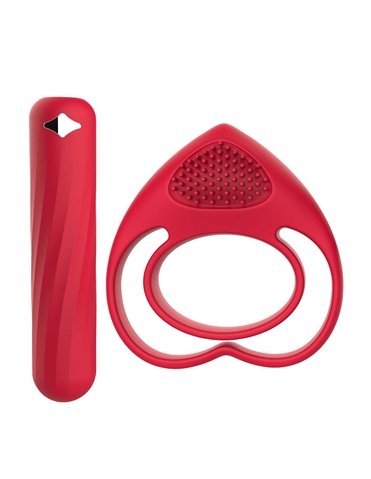 HEART THROB VIBRATING COCK RING AND BULLET SET