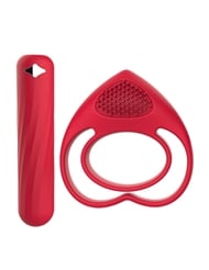 Alternate front view of HEART THROB VIBRATING COCK RING AND BULLET SET