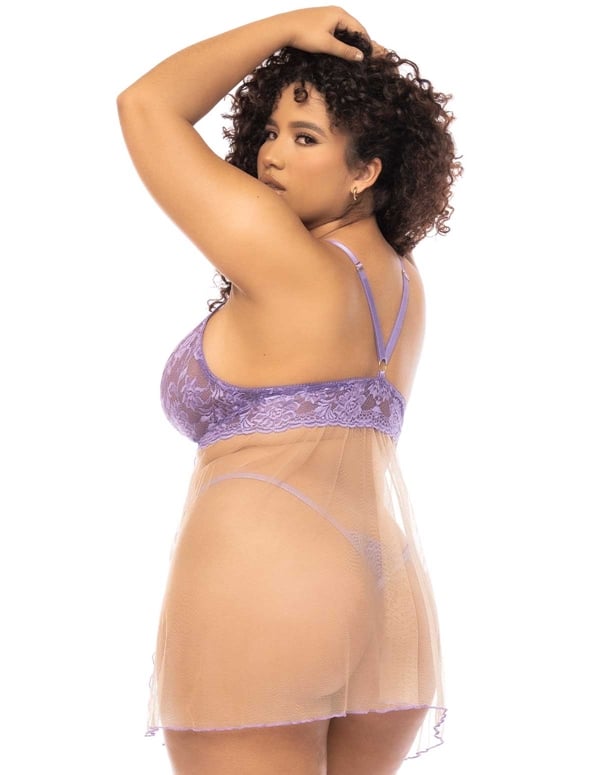 Poppy Plus Size Babydoll And G-String ALT1 view Color: LL