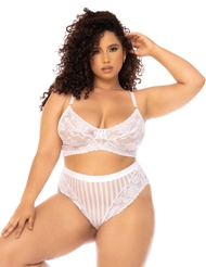 Front view of CAMELLIA PLUS SIZE BRA AND HIGH WAIST PANTY SET