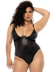 Front view of PROVOKE WET LOOK PLUS SIZE TEDDY